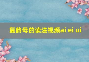 复韵母的读法视频ai ei ui